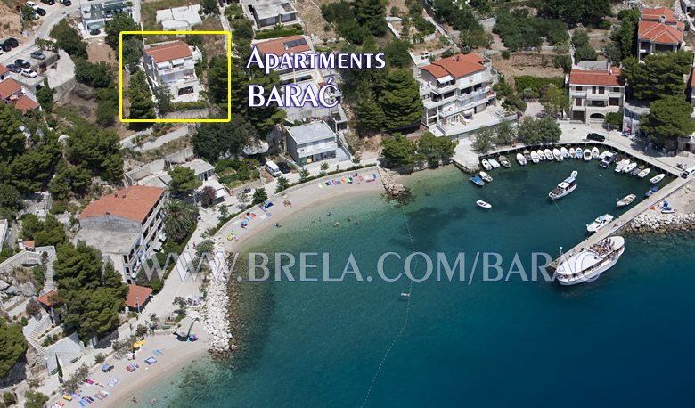 Apartments Bara, Brela - position from air