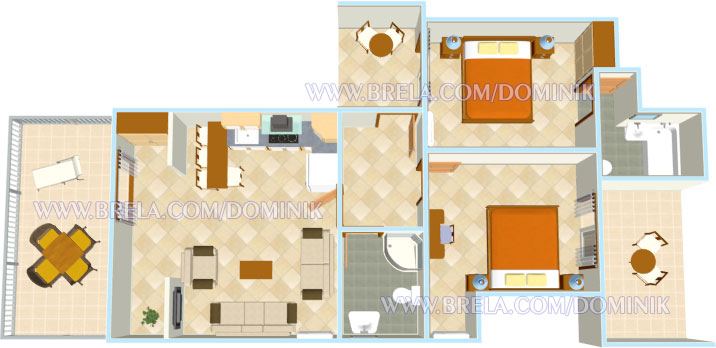 Apartments Dominik, Marianne Novak, Brela - plan