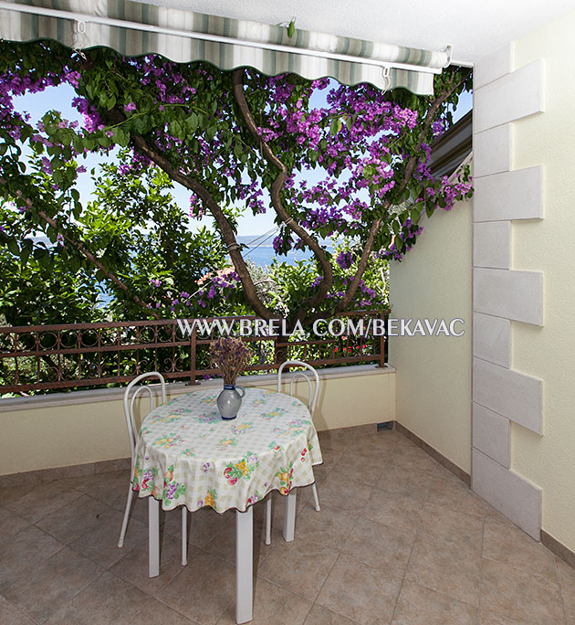 Villa Libertas, Brela - balcony with sea view, flower