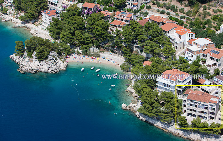 Brela Podrače beach, aerial view