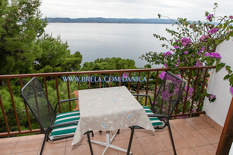 apartments Danica, Brela - balcony with sea view, flowers 