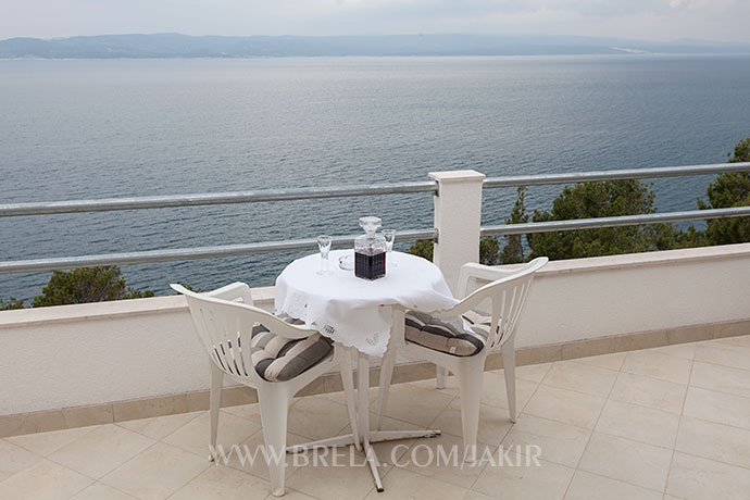 terrace with large wide panoramic view on sea and Brela