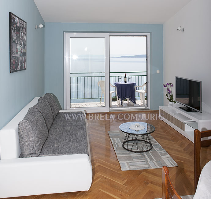 Wohnzimmer mit Sofa, Meer, Schöne Blick auf Meer, Brela Soline