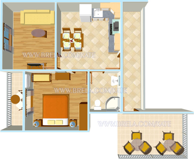 apartments Kate, Brela Soline - apartment's plan