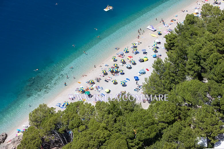 Brela beach Punta Rata, aerial view