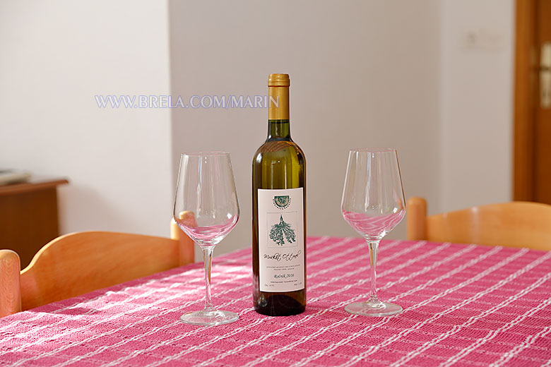 wine and glasses on dining talbe