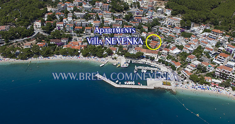 position of Villa Nevenka in Brela, Croatia